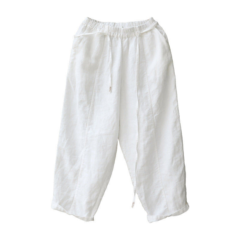 Bebepink-Women Linen Washed Artistic Baggy Pants