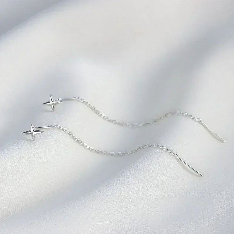 Minimalist Long Tassel Ear Line Drop Earrings for Women Korean Fashion Stainless Steel Chain Hanging Earings Jewelry Party Gifts