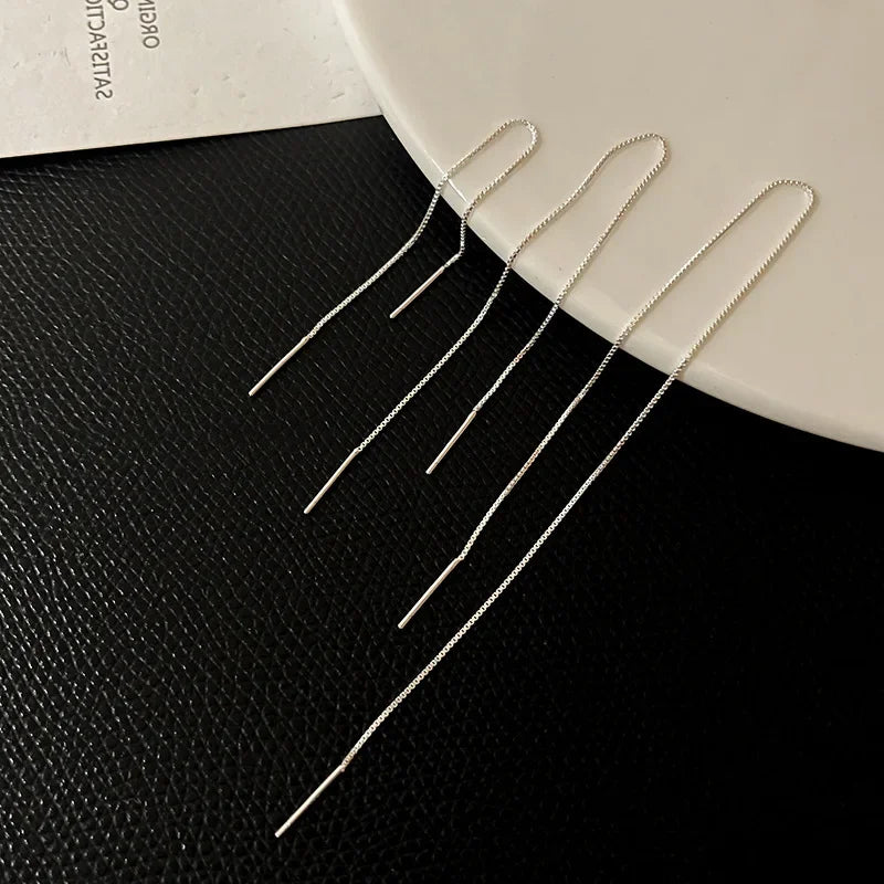Minimalist Long Tassel Ear Line Drop Earrings for Women Korean Fashion Stainless Steel Chain Hanging Earings Jewelry Party Gifts