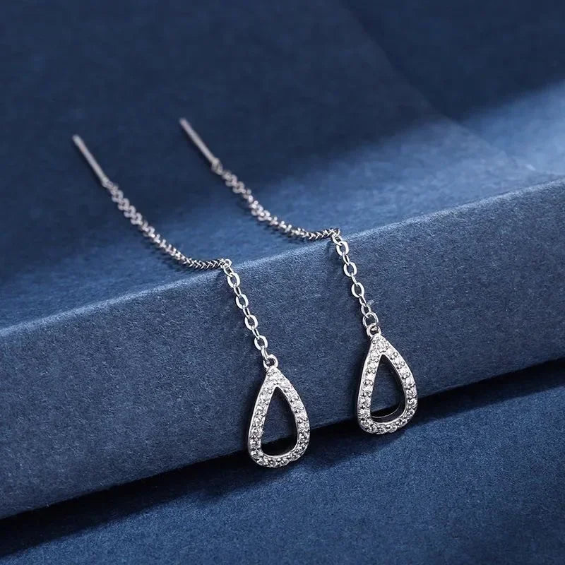Minimalist Long Tassel Ear Line Drop Earrings for Women Korean Fashion Stainless Steel Chain Hanging Earings Jewelry Party Gifts