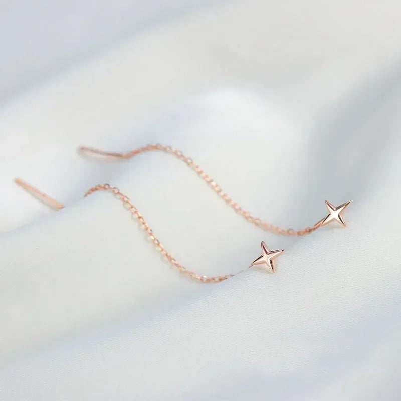 Minimalist Long Tassel Ear Line Drop Earrings for Women Korean Fashion Stainless Steel Chain Hanging Earings Jewelry Party Gifts